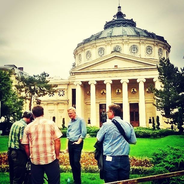 May 2016. Rick Stevesand his crew, filming the TV episode about Romania